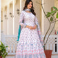 Partywear Designer White Dola Silk Anarkali suit with Dupatta- Samyukta - Swadesiicart