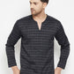 Even Apparels Black Color Viscose Men's Kurta With Slit Neckline | Swadesiicart
