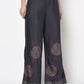 Aniyah Rayon Dark Grey Color Block Print Flared Slip-On Palazzo (AN-201K)