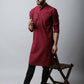 Even Apparels Maroon Color Linen Pure Cotton Men's Kurta With Side Placket (SLD1182) | Swadesiicart