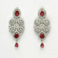 NVR Women Silver Plated & Maroon Cz Stone Handcrafted Jewellery Set - Swadesiicart