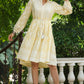 Juniper Women's Yellow Rayon Floral Printed Short Tiered Dress | Swadesiicart