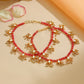 Ruby Raang 22k Gold Polished Stone Anklets | Swadesiicart