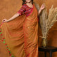 Very Much Indian Designer Mul Cotton Handloom Saree with Sequins - Orange | Swadesiicart