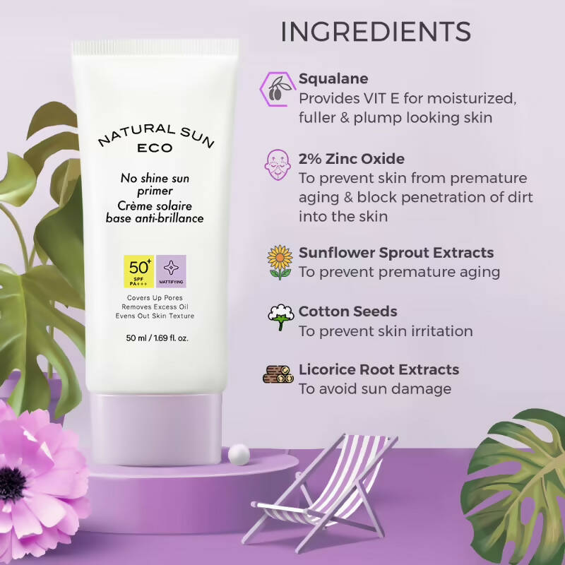 The Face Shop Natural Sun Eco No Shine Sun Primer SPF 50+ - Korean Skincare | Swadesiicart