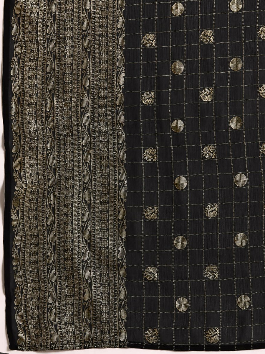 Ahalyaa Women's Traditional Semi Stitch Saree - Black | Swadesiicart