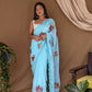 Vamsee Fana Sky Georgette Silk Saree - Swadesiicart