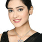 Mominos Fashion Johar Kamal Statement Gold-Polished Finish AD Stone Long Necklace For Women (White) | Swadesiicart