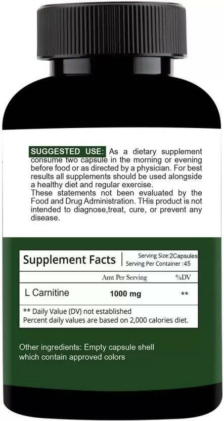 Nutracology L carnitine 1000mg for Weight Loss, Fat Burner and Muscle growth Capsules | Swadesiicart
