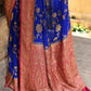 Joban Fashion Ink Blue Crepe Chiffon Pure Handloom Banarasi Silk Saree | Swadesiicart