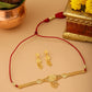 Ruby Raang Golden Choker with Earrings | Swadesiicart