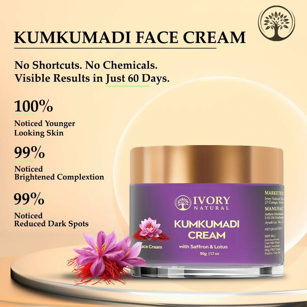 Ivory Natural Kumkumadi Night Cream For Skin For Skin Tone & Texture, Reduce Blemishes & Dark Spots | Swadesiicart