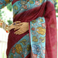 Vishnu Weaves Women's Red Cotton Silk Woven Saree with Blouse - Swadesiicart