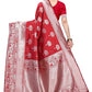Vamika Banarasi Jacquard Weaving Red Saree (AMEE RED) | Swadesiicart