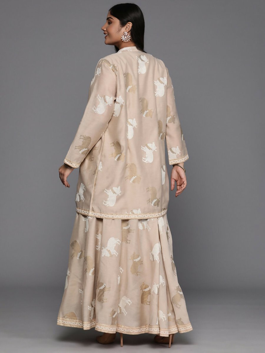 Ahalyaa Women's Traditional Wear Co-ords - Tan - Swadesiicart