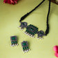 NVR Women's Oxidised Silver Plated Green Color Stone Jewellery Set With Earrings | Swadesiicart