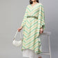 Ahalyaa Women Green Crepe Digital Printed Flared Sleeve Kaftan Kurta | Swadesiicart