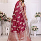 Aastha Fashion Wine Soft Organza Silk Weaving Saree