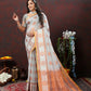 Lorenvalley Fashion Grey Cotton with Woven Design Zari Weaving Saree - Swadesiicart