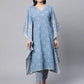 Ahalyaa Beige Pure Cotton Floral Printed Kaftan Kurta | Swadesiicart