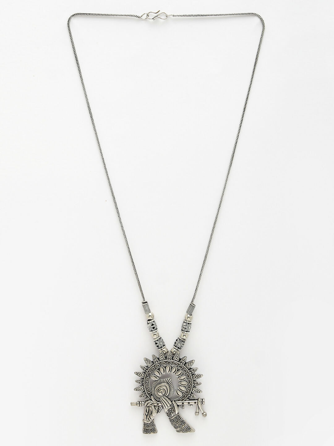 NVR Women's Silver-Toned German Silver Oxidised Pendant with Chain | Swadesiicart