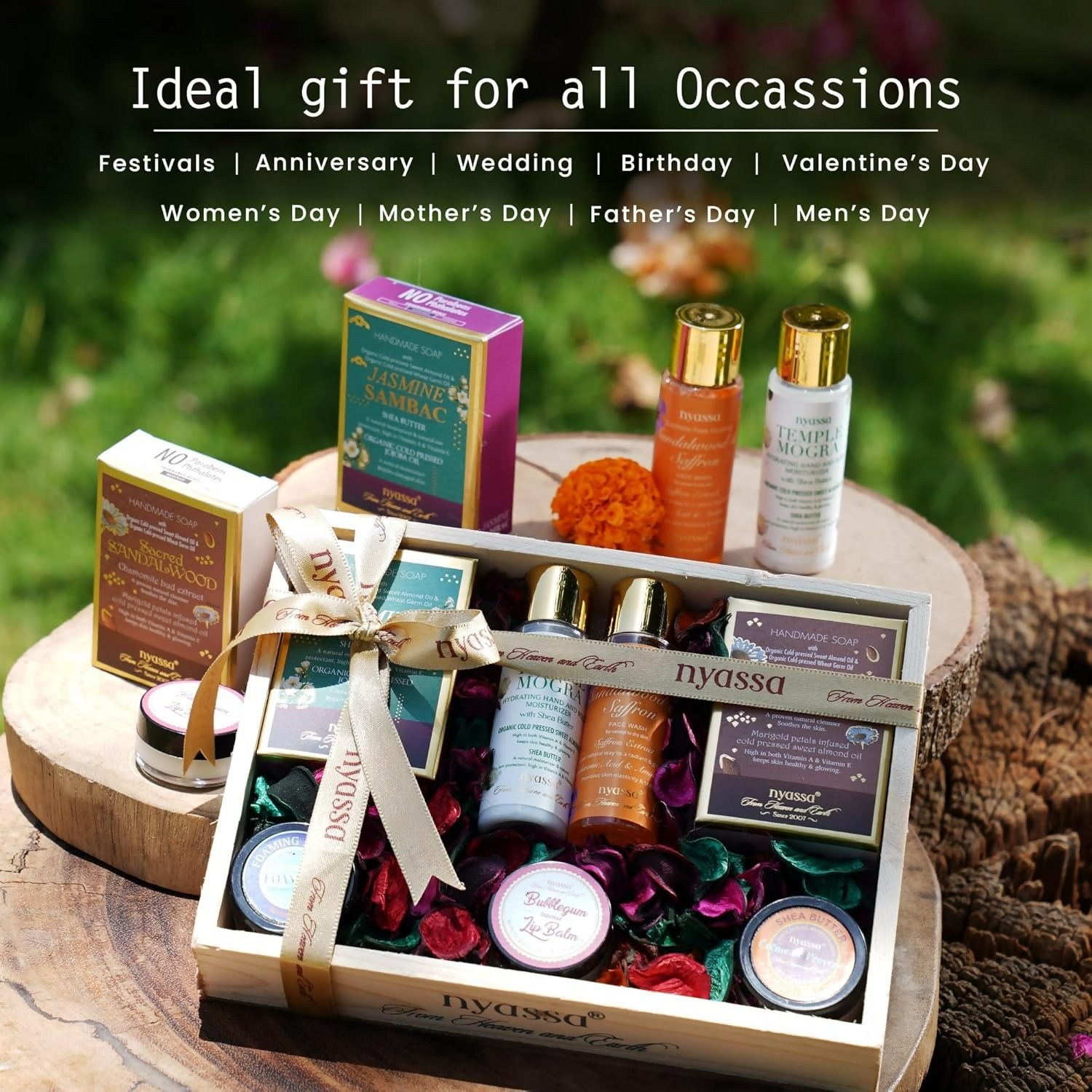 Nyassa Premium Bath and Body Treats Wooden Gift Set - Swadesiicart