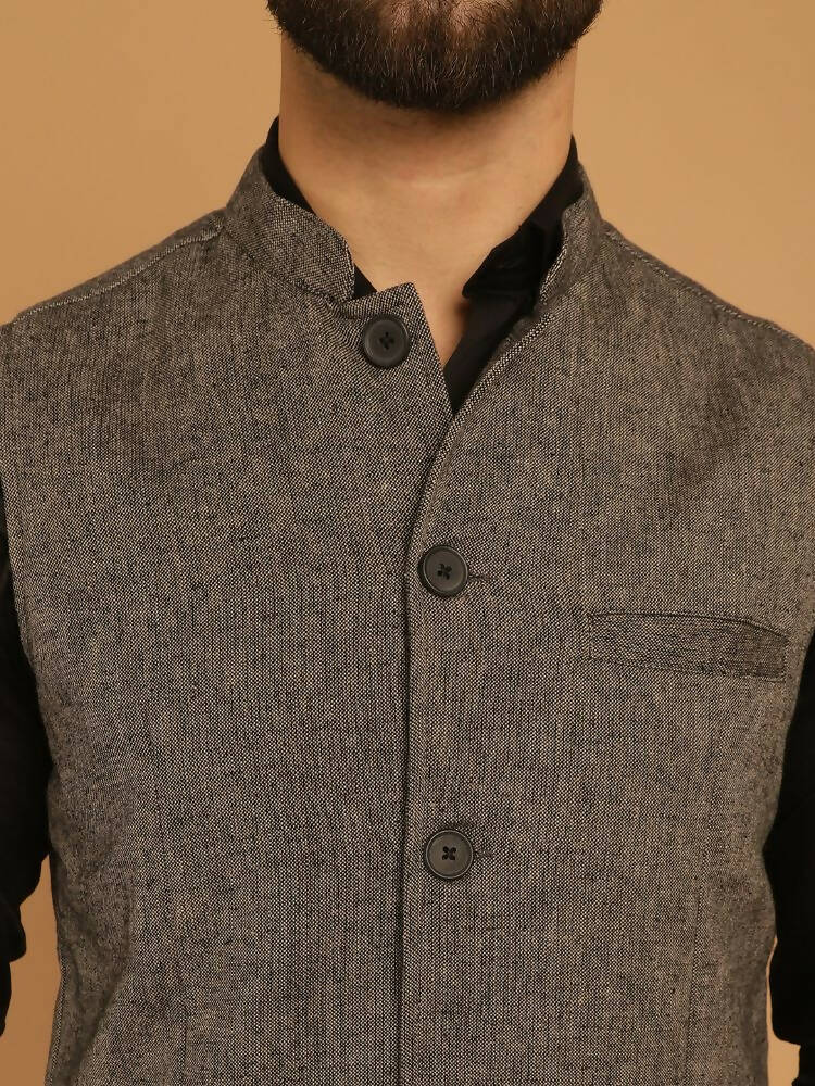Even Apparels Pure Wool Nehru Jacket - Grey | Swadesiicart