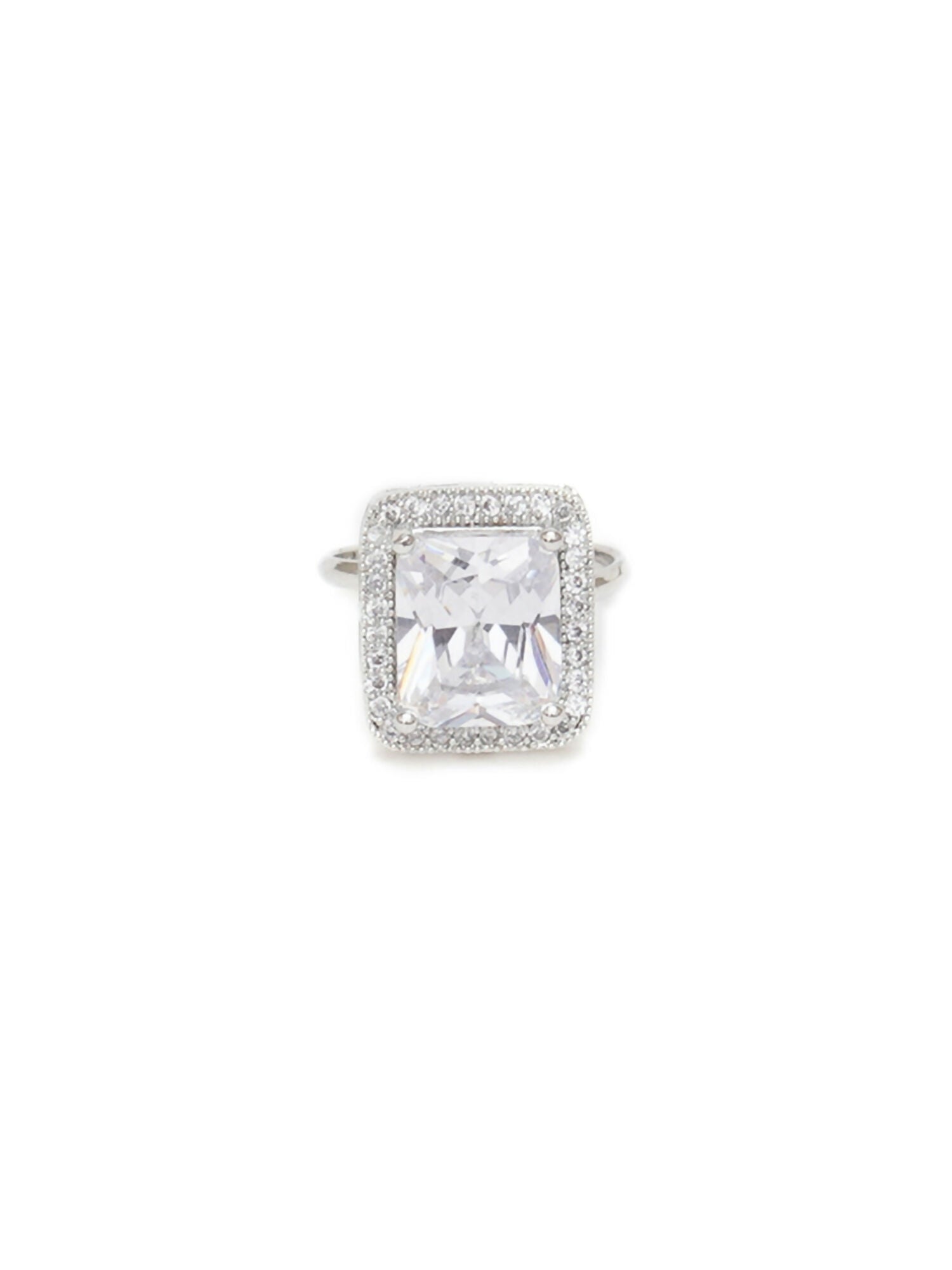 white stone ring (silver) - Ruby Raang | Swadesiicart