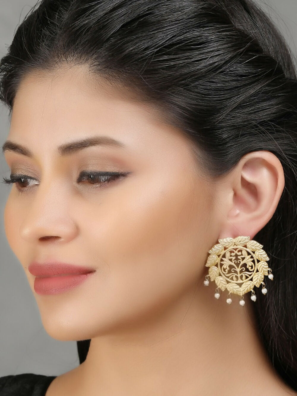 Joban Fashion Women Handcrafted Matte Gold Earrings | Swadesiicart