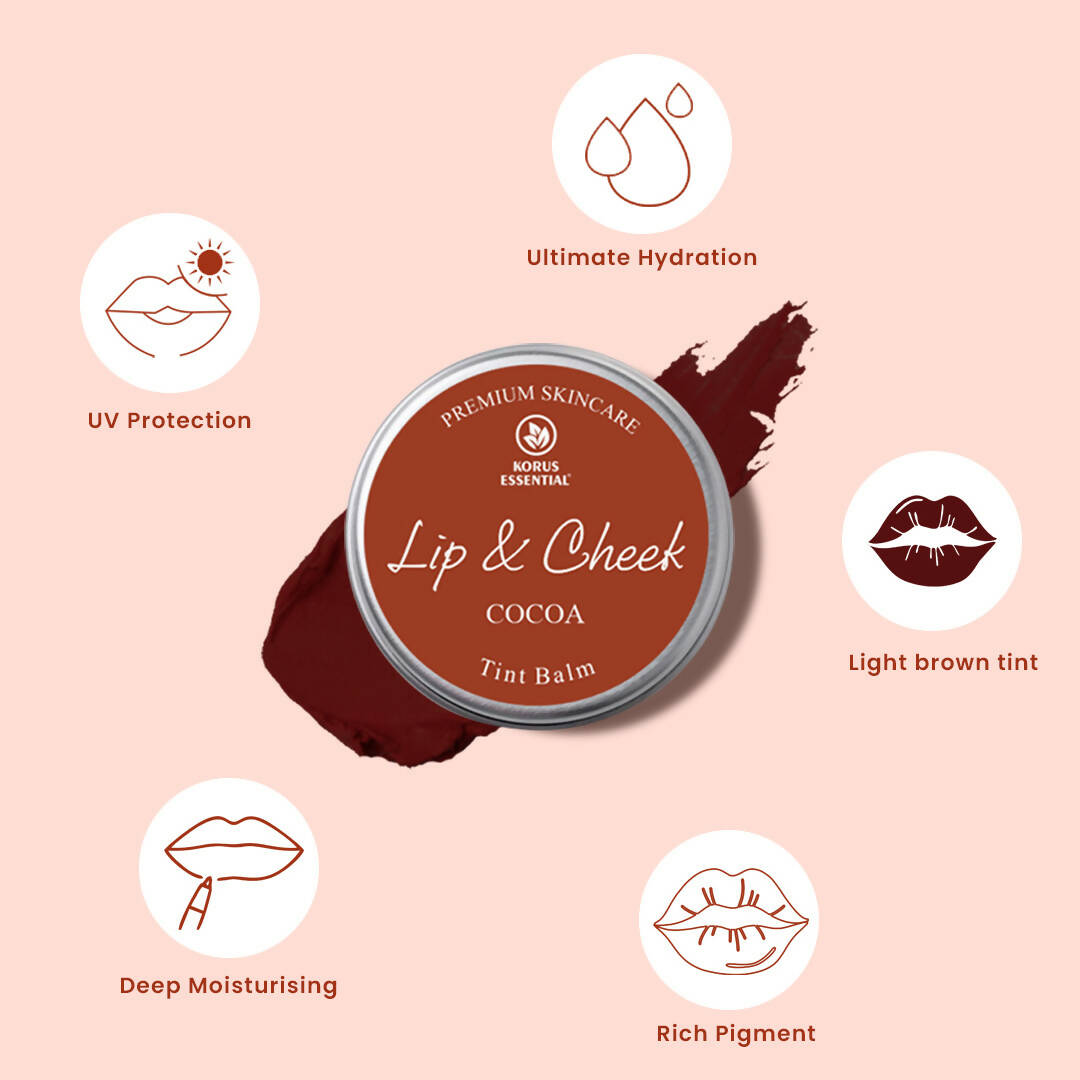 Korus Essential Cocoa Lip & Cheek Tint Balm - Swadesiicart