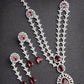 NVR Women's Silver-Plated Red CZ-Studded Handcrafted Jewellery Set - Swadesiicart