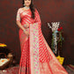 Lorenvalley Fashion Red Soft Silk Woven Design with Zari Weaving Leheriya Design Saree - Swadesiicart
