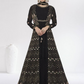 Lorenvalley Fashion Black Faux Georgette Embroidery Work Gown Jacket Stitched | Swadesiicart