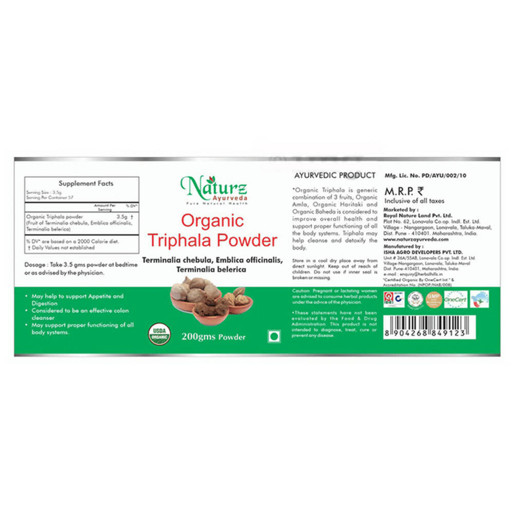 Naturz Ayurveda Organic Triphala Powder | Swadesiicart