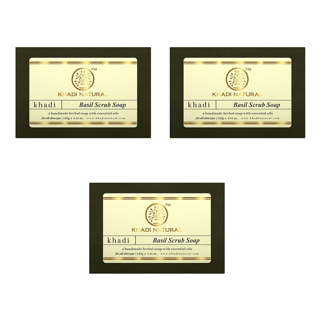 Khadi Natural Herbal Basil Scrub Soap 125gm