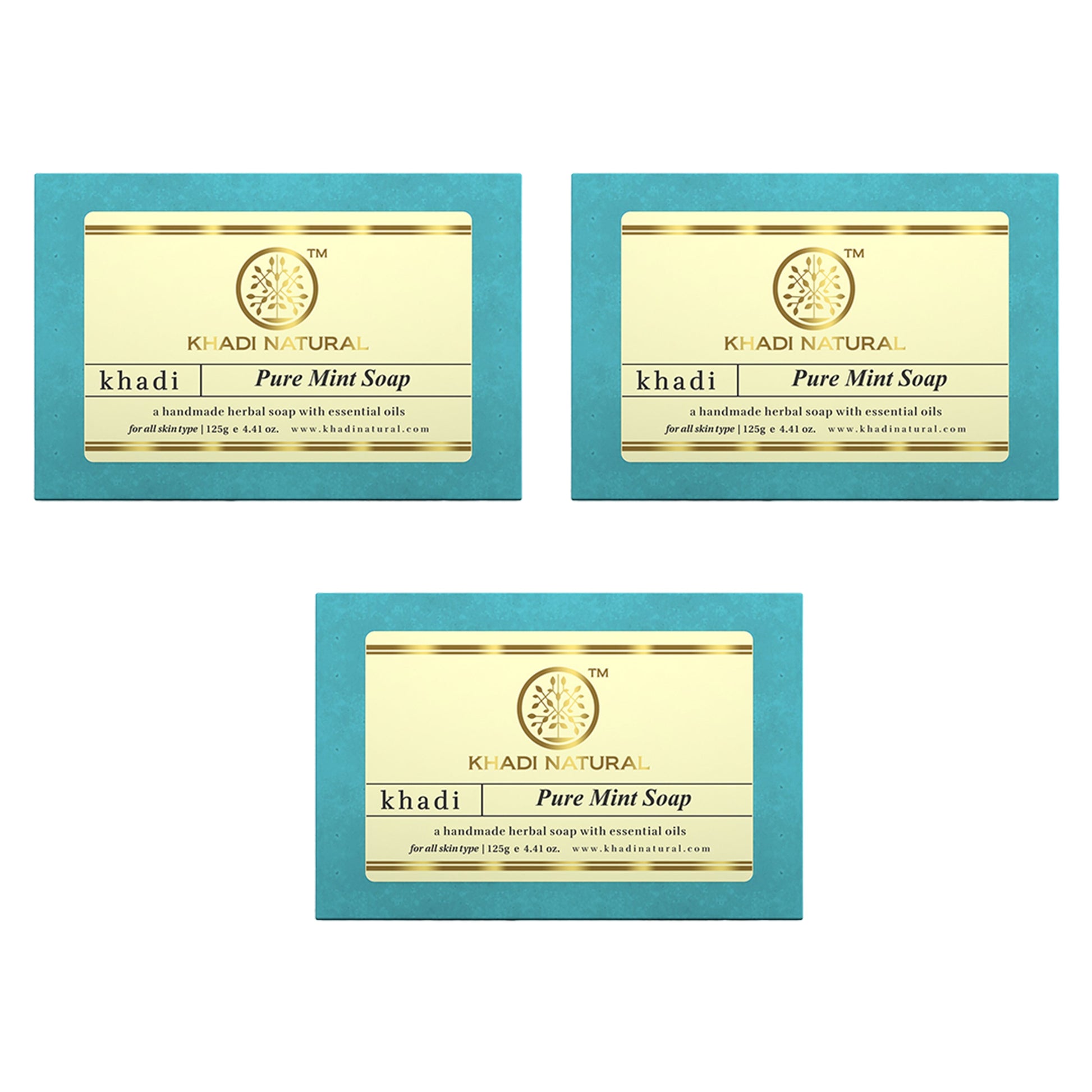 Khadi Natural Pure Mint Soap Combo Pack Of 3 – 125gm Each
