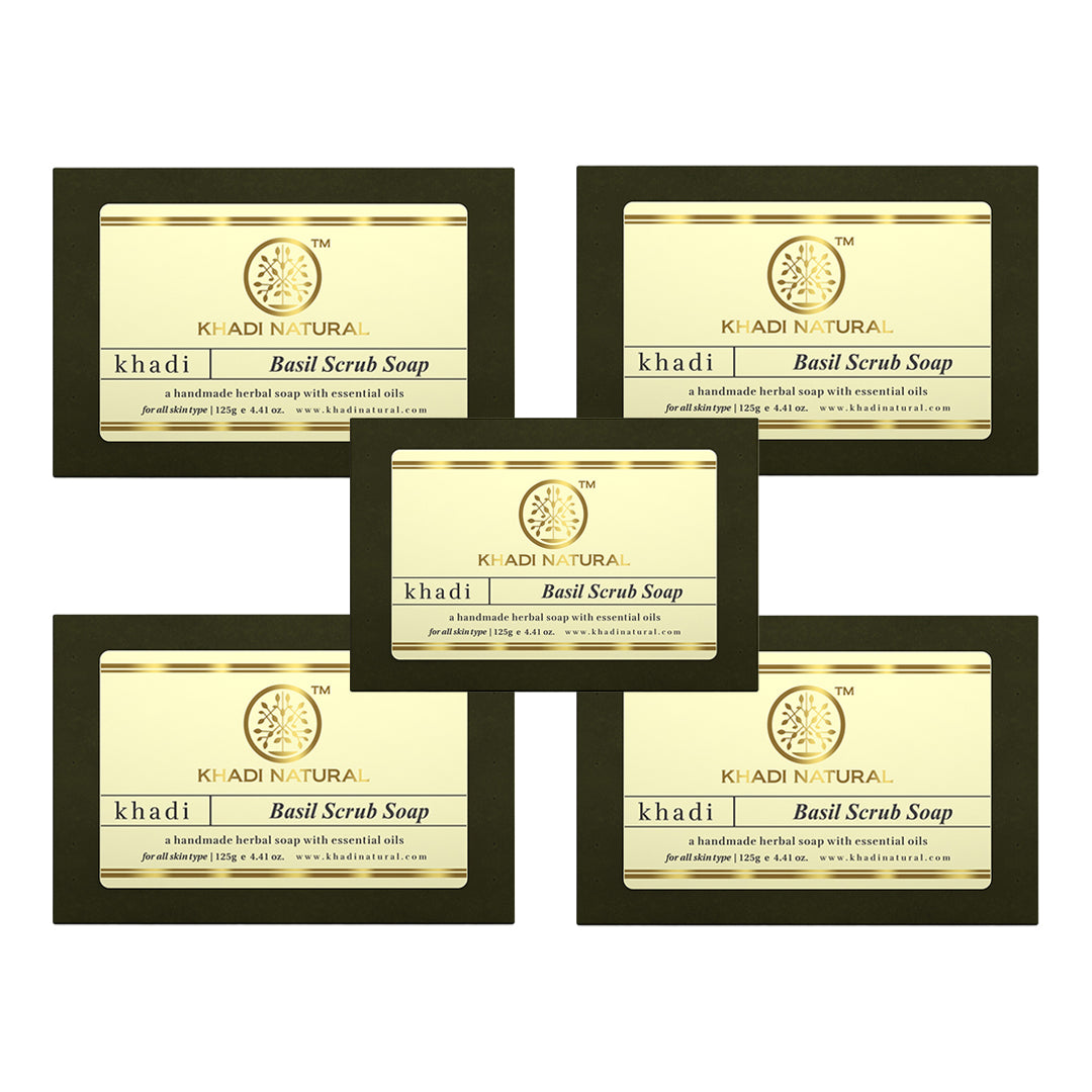 Khadi Natural Herbal Basil Scrub Soap 125gm