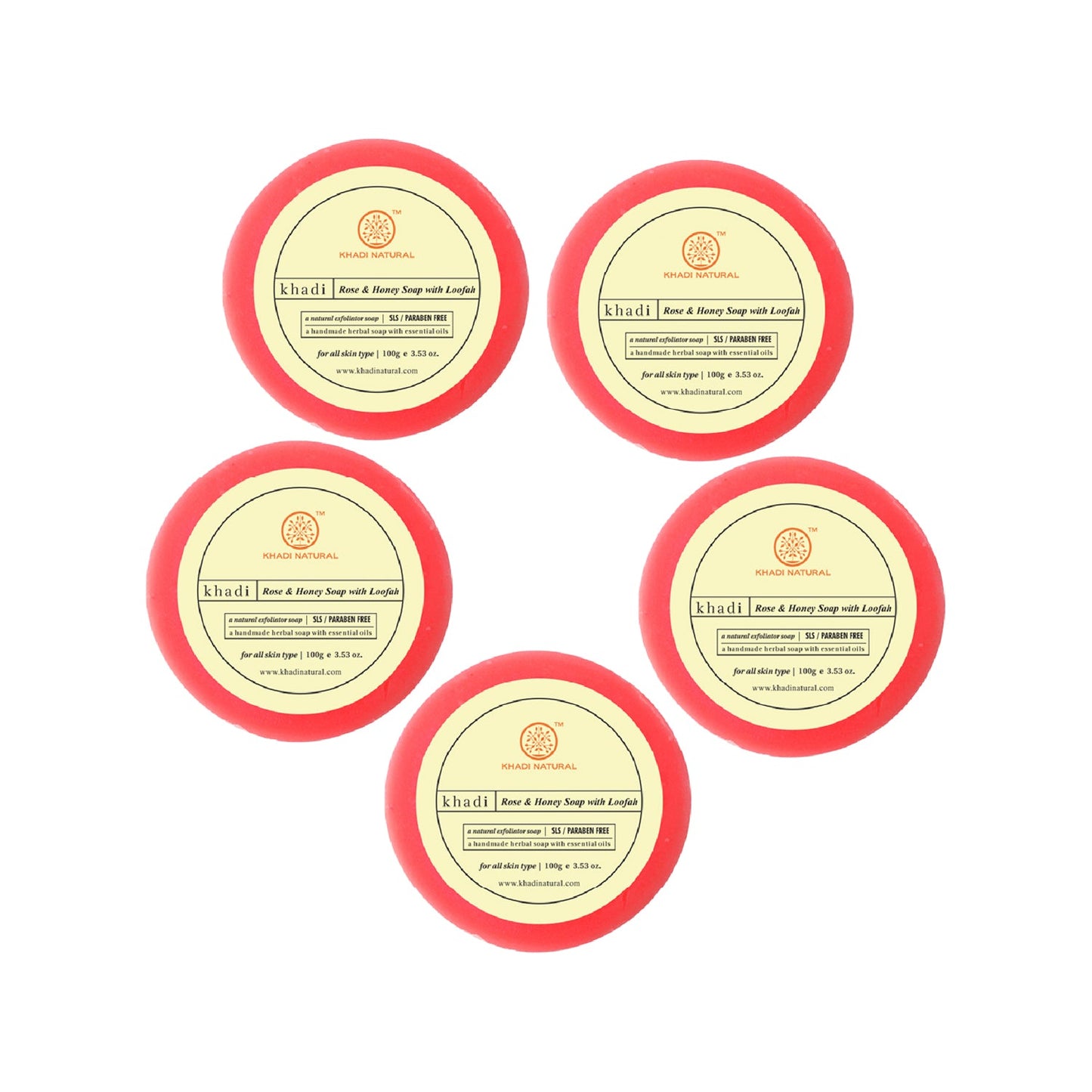 Khadi Natural Rose & Honey Loofah Soap - 100gm