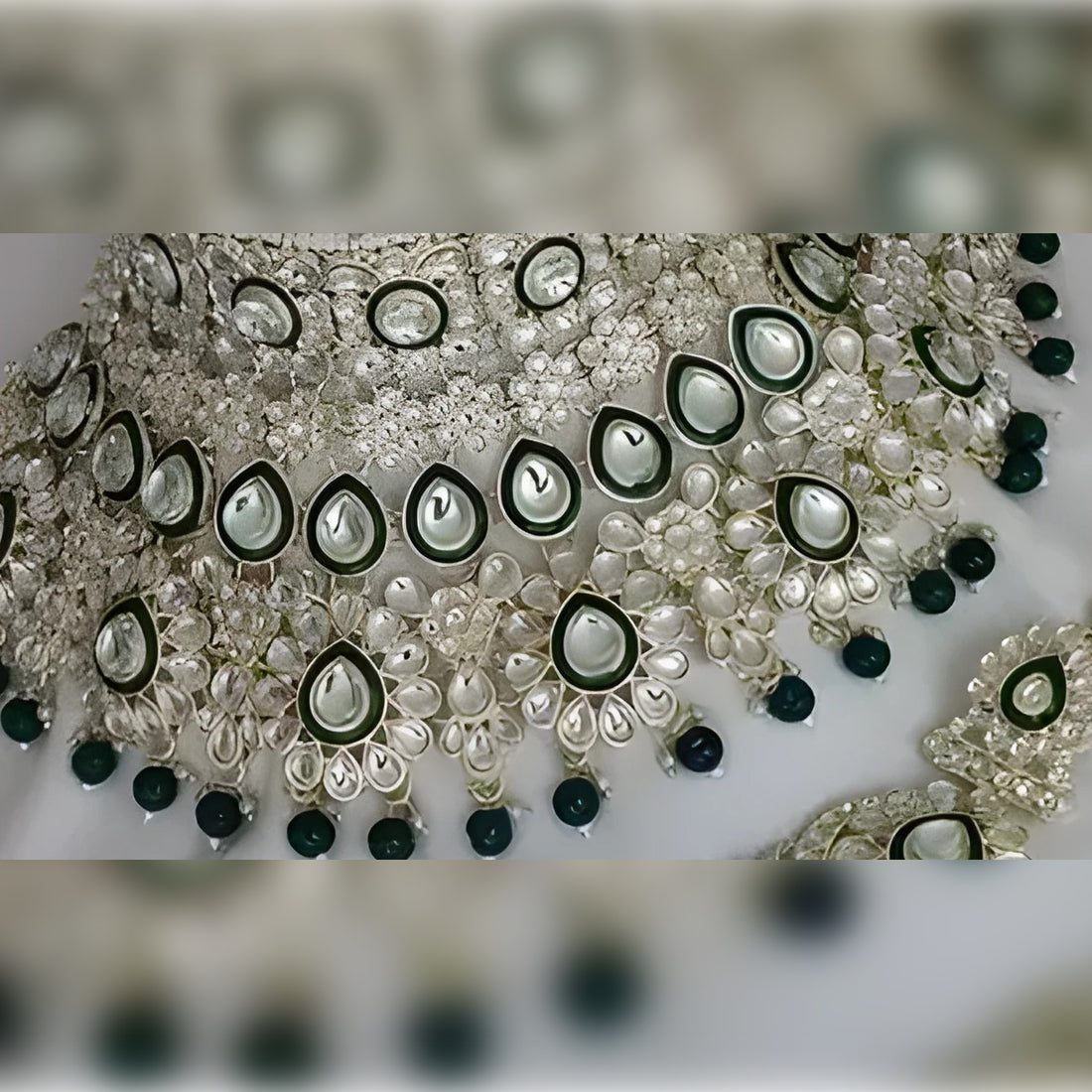 Jewel City Luxurious Green Kundan Bridal Set - Complete Semi Wedding Jewelry Collection with Pearl Embellishments | Swadesiicart