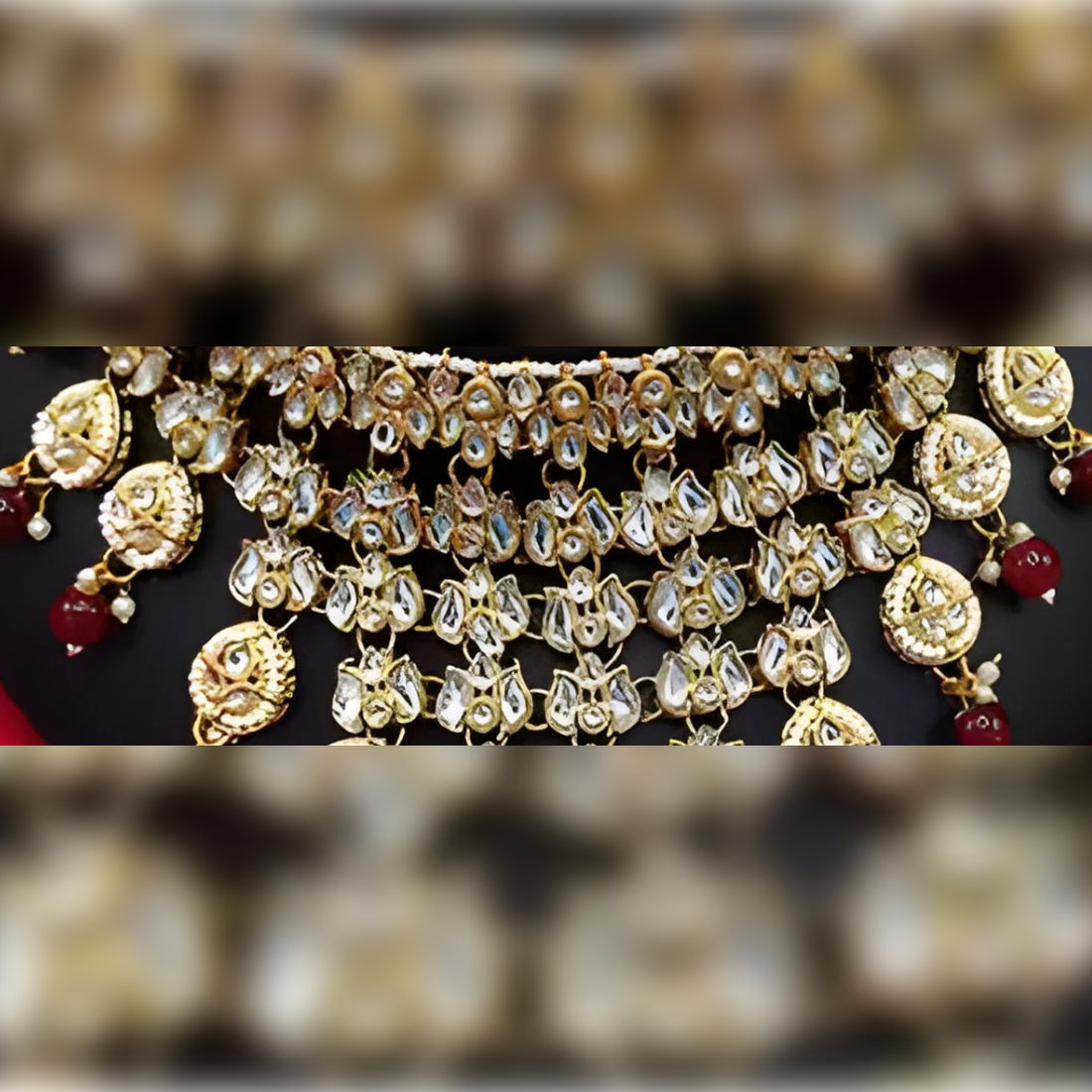 Jewel City Kundan Choker Necklace Set with Maang Tikka & Jhumka Earrings - Traditional Indian Bridal Jewelry Collection Gold-Plated | Swadesiicart