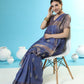 Vishnu Weaves Women's Blue Handloom Silk Zari Woven Saree with Blouse - Swadesiicart