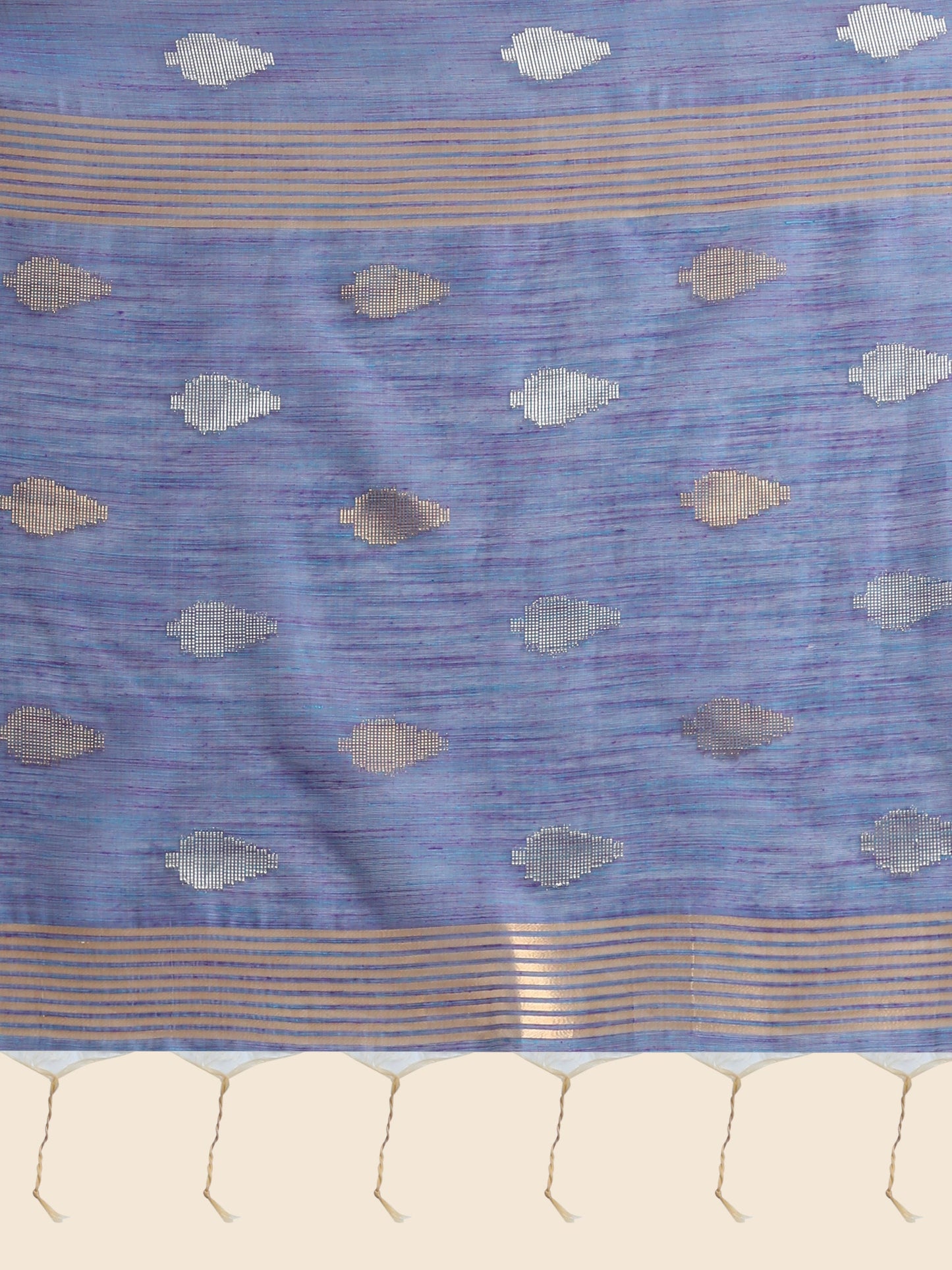 Vishnu Weaves Women's Blue Handloom Silk Zari Woven Saree with Blouse - Swadesiicart