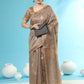 Vishnu Weaves Women's Brown Handloom Silk Zari Woven Saree with Blouse - Swadesiicart