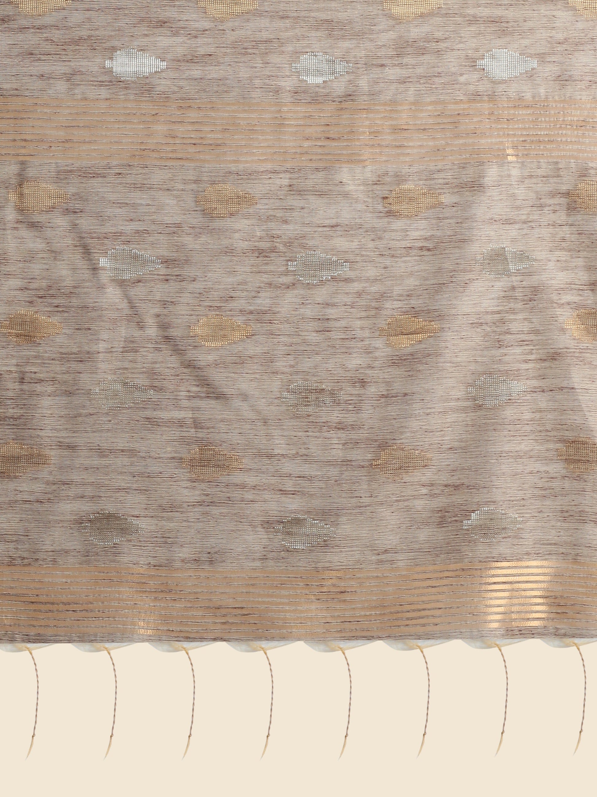 Vishnu Weaves Women's Brown Handloom Silk Zari Woven Saree with Blouse - Swadesiicart
