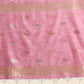 Vishnu Weaves Women's Pink Handloom Silk Zari Woven Saree with Blouse - Swadesiicart