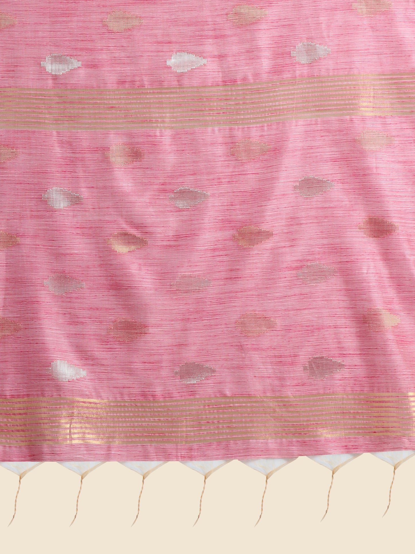 Vishnu Weaves Women's Pink Handloom Silk Zari Woven Saree with Blouse - Swadesiicart