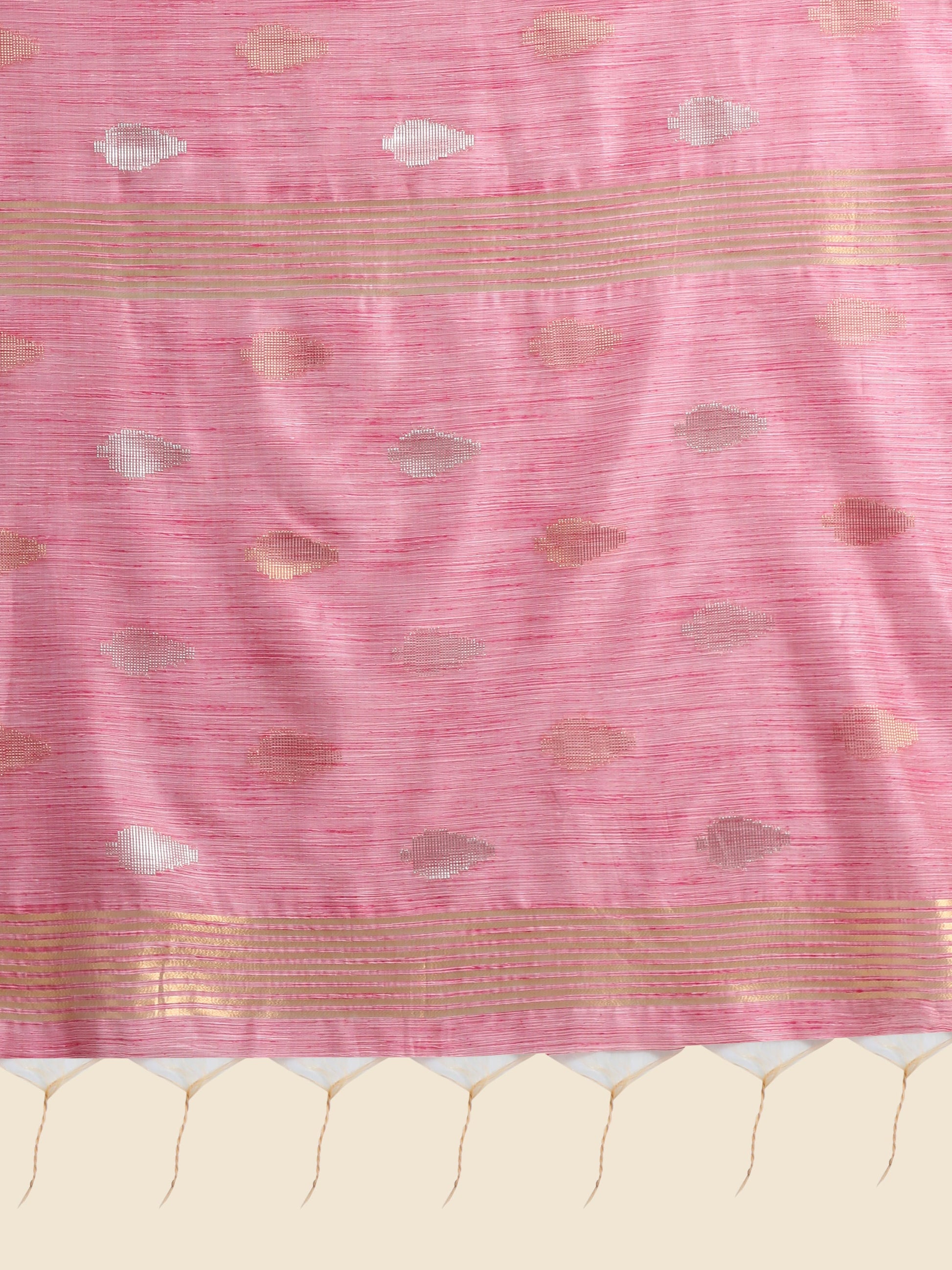 Vishnu Weaves Women's Pink Handloom Silk Zari Woven Saree with Blouse - Swadesiicart