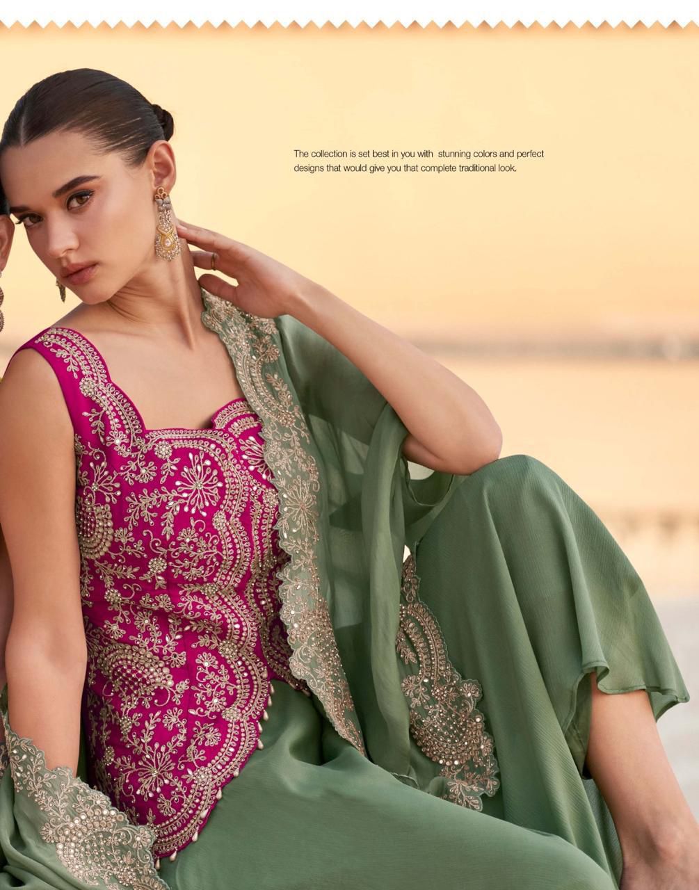 Aarshi Fashions Pink Chinon Wedding Gowns