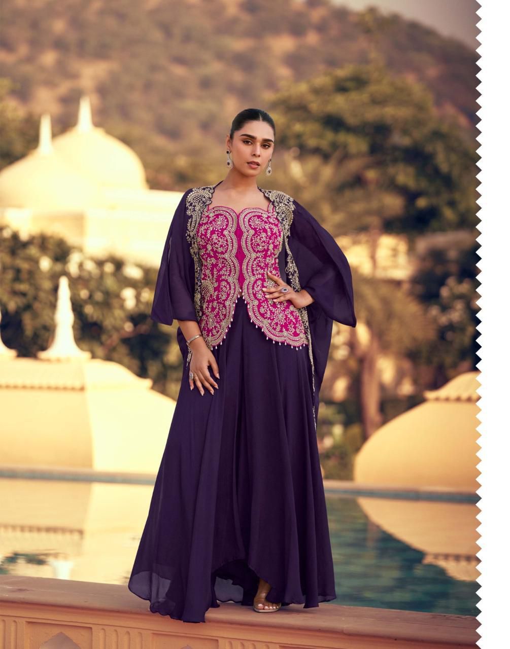 Aarshi Fashions Pink Chinon Wedding Gowns