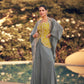 Aarshi Fashions Yellow Chinon Wedding Gowns